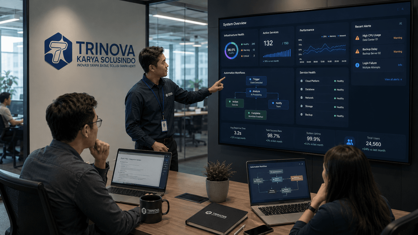 Tim Trinova mempresentasikan solusi enterprise dan transformasi digital kepada klien